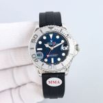 MMA Factory Rubber ROLEX Band Yacht-Master  Stainless Steel Blue Black 37MM Watch